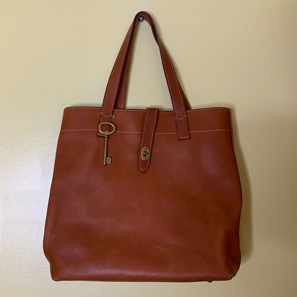 Fossil Handbags - Fossil Austin Brown Leather Tote